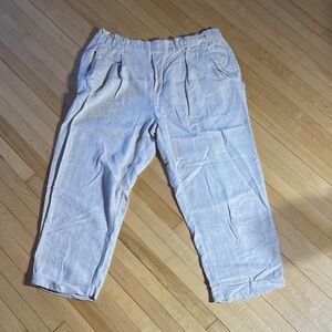Women's linen cream Cropped Pants